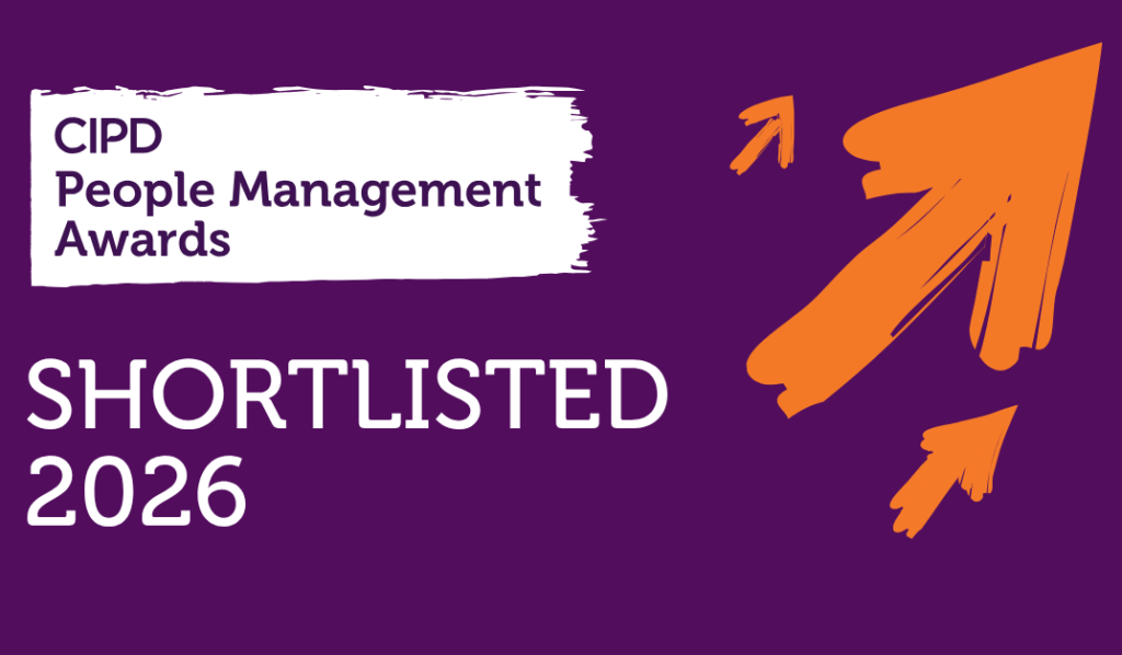 CIPD People Management Awards Shortlisted 2026 Purple background with orange arrows